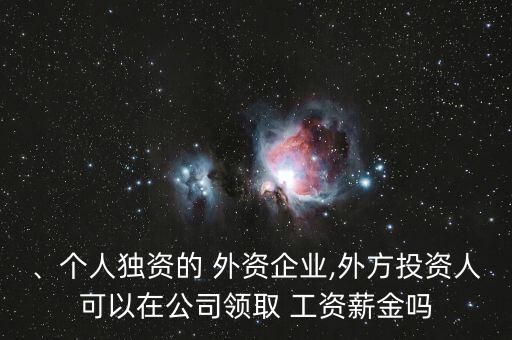 、個(gè)人獨(dú)資的 外資企業(yè),外方投資人可以在公司領(lǐng)取 工資薪金嗎