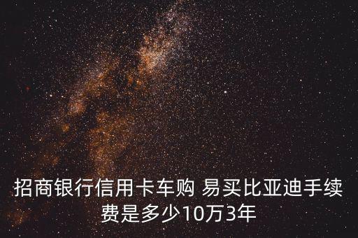 招商銀行信用卡車購 易買比亞迪手續(xù)費是多少10萬3年