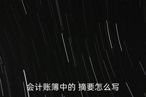 會計(jì)賬簿中的 摘要怎么寫