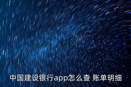 中國建設銀行app怎么查 賬單明細