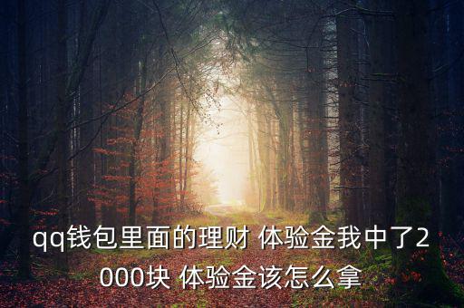 qq錢包里面的理財 體驗金我中了2000塊 體驗金該怎么拿