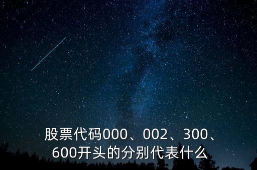  股票代碼000、002、300、 600開頭的分別代表什么