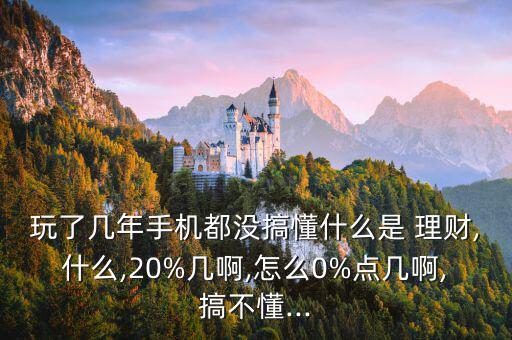 玩了幾年手機都沒搞懂什么是 理財,什么,20%幾啊,怎么0%點幾啊,搞不懂...