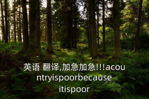 英語 翻譯,加急加急!!!acountryispoorbecauseitispoor