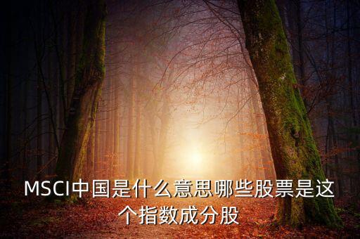 MSCI中國是什么意思哪些股票是這個(gè)指數(shù)成分股