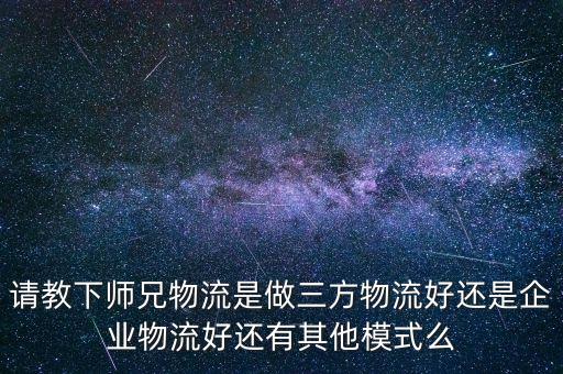 請教下師兄物流是做三方物流好還是企業(yè)物流好還有其他模式么