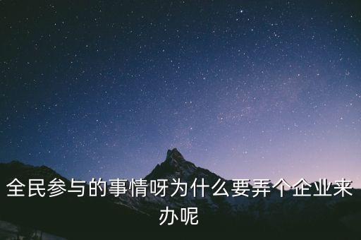 全民參與的事情呀為什么要弄個企業(yè)來辦呢