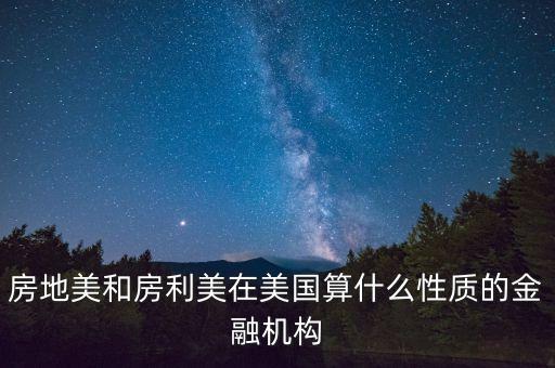 房地美和房利美在美國算什么性質(zhì)的金融機構