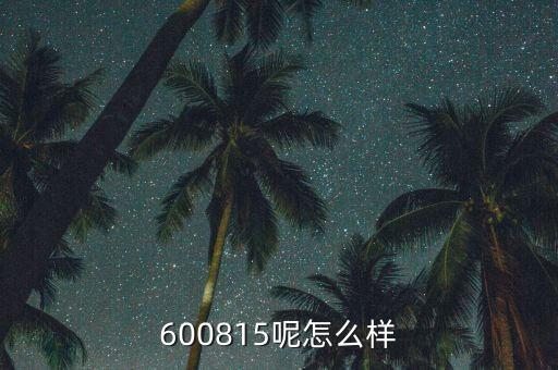 600815呢怎么樣