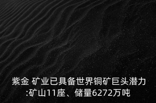  紫金 礦業(yè)已具備世界銅礦巨頭潛力:礦山11座、儲量6272萬噸