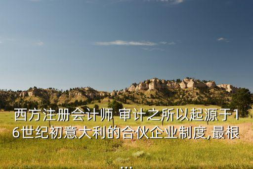 西方注冊會計師 審計之所以起源于16世紀(jì)初意大利的合伙企業(yè)制度,最根...