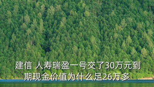  建信 人壽瑞盈一號交了30萬元到期現金價值為什么足26萬多