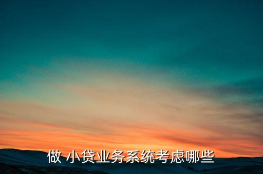 做 小貸業(yè)務(wù)系統(tǒng)考慮哪些