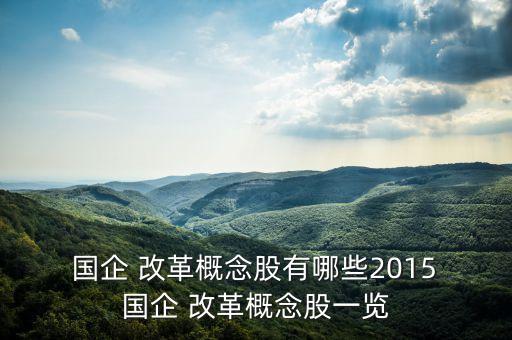  國企 改革概念股有哪些2015 國企 改革概念股一覽