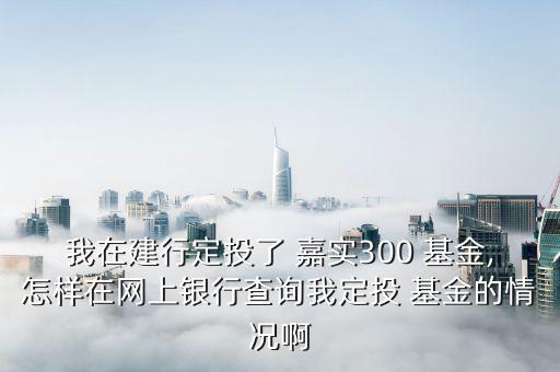 我在建行定投了 嘉實(shí)300 基金,怎樣在網(wǎng)上銀行查詢我定投 基金的情況啊