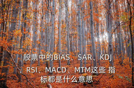  股票中的BIAS、SAR、KDJ、RSI、MACD、MTM這些 指標(biāo)都是什么意思