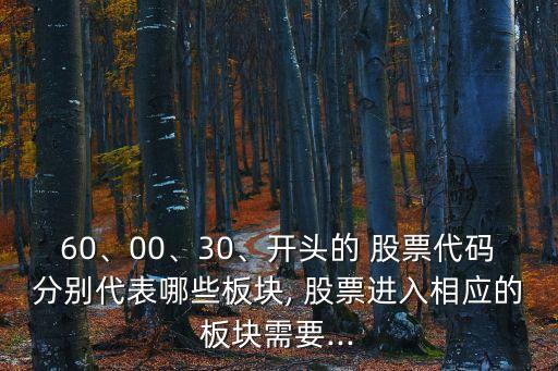 60、00、30、開頭的 股票代碼分別代表哪些板塊, 股票進(jìn)入相應(yīng)的板塊需要...