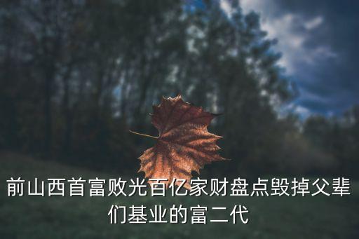 前山西首富敗光百億家財盤點毀掉父輩們基業(yè)的富二代