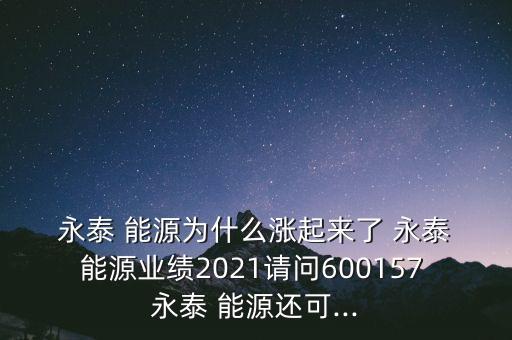  永泰 能源為什么漲起來了 永泰 能源業(yè)績(jī)2021請(qǐng)問600157 永泰 能源還可...