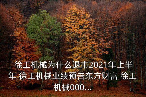  徐工機械為什么退市2021年上半年 徐工機械業(yè)績預(yù)告東方財富 徐工機械000...