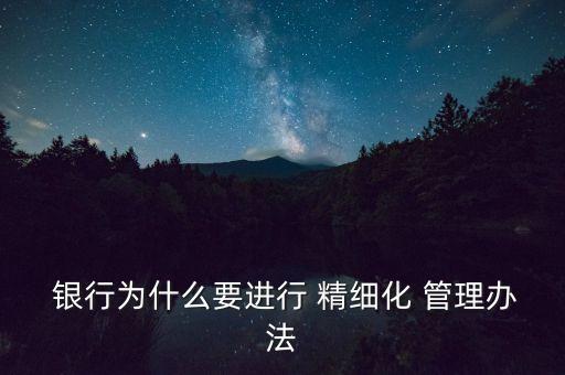  銀行為什么要進行 精細化 管理辦法