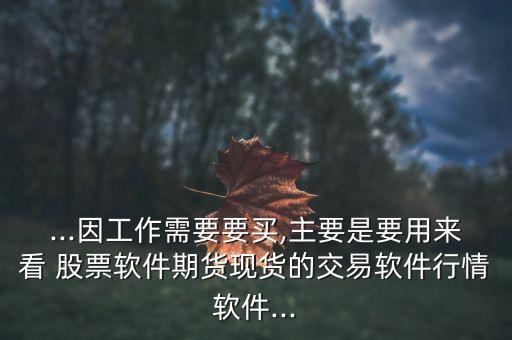 ...因工作需要要買,主要是要用來看 股票軟件期貨現(xiàn)貨的交易軟件行情軟件...