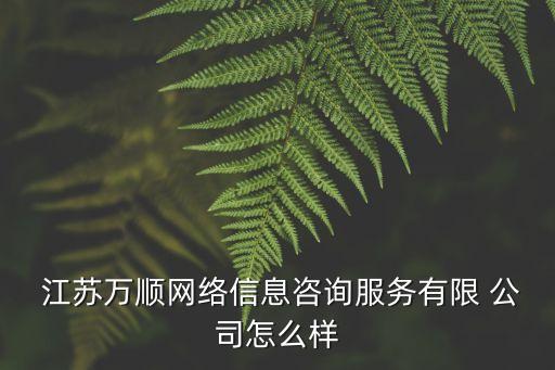  江蘇萬順網(wǎng)絡(luò)信息咨詢服務(wù)有限 公司怎么樣