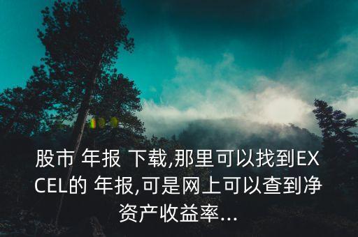 股市 年報(bào) 下載,那里可以找到EXCEL的 年報(bào),可是網(wǎng)上可以查到凈資產(chǎn)收益率...