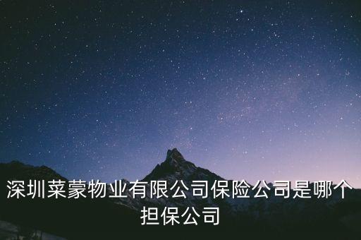 深圳菜蒙物業(yè)有限公司保險公司是哪個擔保公司