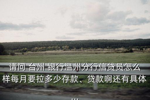 請問 臺州 銀行溫州分行信貸員怎么樣每月要拉多少存款、貸款啊還有具體...