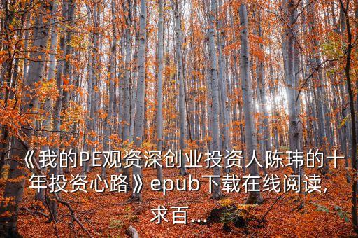 《我的PE觀資深創(chuàng)業(yè)投資人陳瑋的十年投資心路》epub下載在線閱讀,求百...