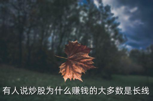 有人說(shuō)炒股為什么賺錢的大多數(shù)是長(zhǎng)線