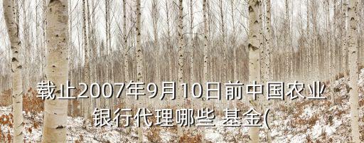 載止2007年9月10日前中國農業(yè)銀行代理哪些 基金(