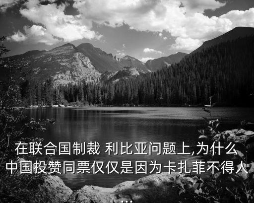 在聯(lián)合國制裁 利比亞問題上,為什么中國投贊同票僅僅是因?yàn)榭ㄔ撇坏萌?..