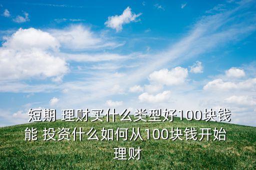  短期 理財買什么類型好100塊錢能 投資什么如何從100塊錢開始 理財