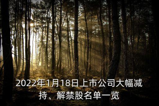 2022年1月18日上市公司大幅減持、解禁股名單一覽