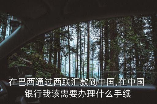 在巴西通過西聯(lián)匯款到中國,在中國 銀行我該需要辦理什么手續(xù)