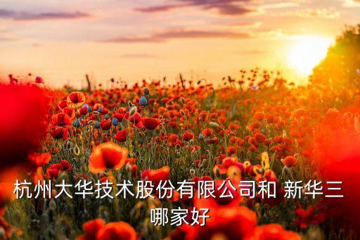 杭州大華技術(shù)股份有限公司和 新華三哪家好