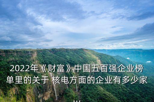 2022年《財(cái)富》中國五百強(qiáng)企業(yè)榜單里的關(guān)于 核電方面的企業(yè)有多少家...