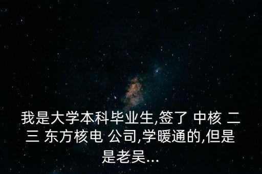 我是大學本科畢業(yè)生,簽了 中核 二三 東方核電 公司,學暖通的,但是是老吳...