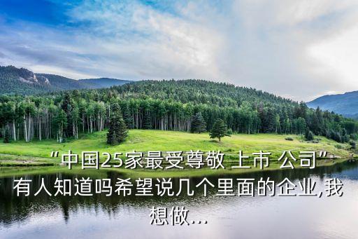 “中國(guó)25家最受尊敬 上市 公司”有人知道嗎希望說(shuō)幾個(gè)里面的企業(yè),我想做...