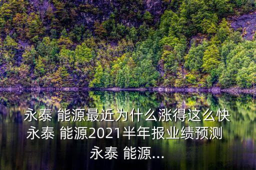  永泰 能源最近為什么漲得這么快 永泰 能源2021半年報業(yè)績預測 永泰 能源...