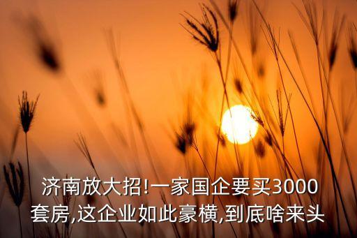  濟南放大招!一家國企要買3000套房,這企業(yè)如此豪橫,到底啥來頭