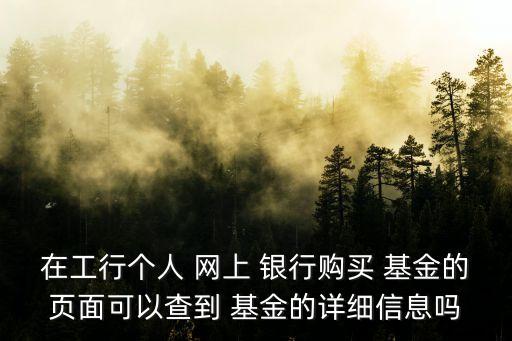 在工行個人 網(wǎng)上 銀行購買 基金的頁面可以查到 基金的詳細信息嗎