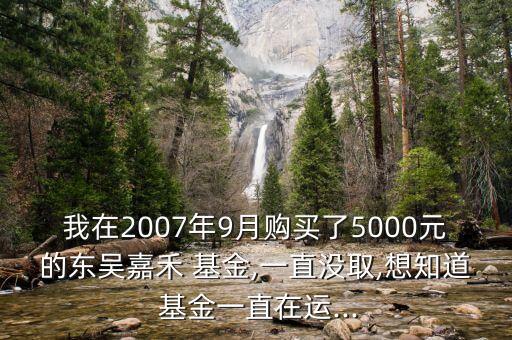 我在2007年9月購買了5000元的東吳嘉禾 基金,一直沒取,想知道 基金一直在運...