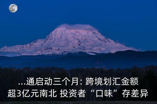 ...通啟動(dòng)三個(gè)月: 跨境劃匯金額超3億元南北 投資者“口味”存差異