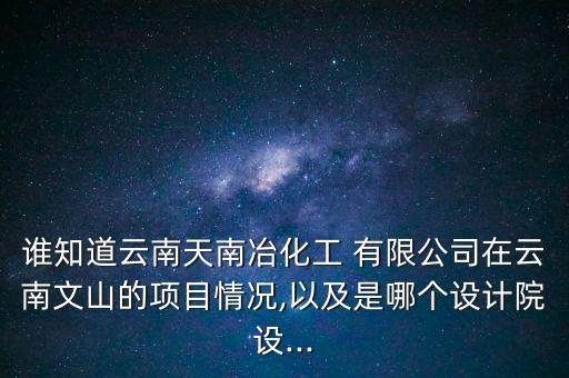 誰知道云南天南冶化工 有限公司在云南文山的項目情況,以及是哪個設(shè)計院設(shè)...