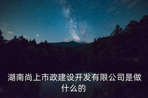  湖南尚上市政建設開發(fā)有限公司是做什么的