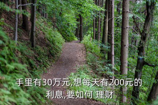 手里有30萬(wàn)元,想每天有200元的 利息,要如何 理財(cái)