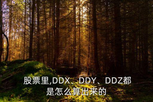  股票里,DDX、DDY、DDZ都是怎么算出來的